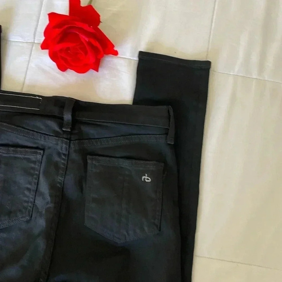 Rag & Bone black laced up skinny jeans in black coal - Picture 10 of 11